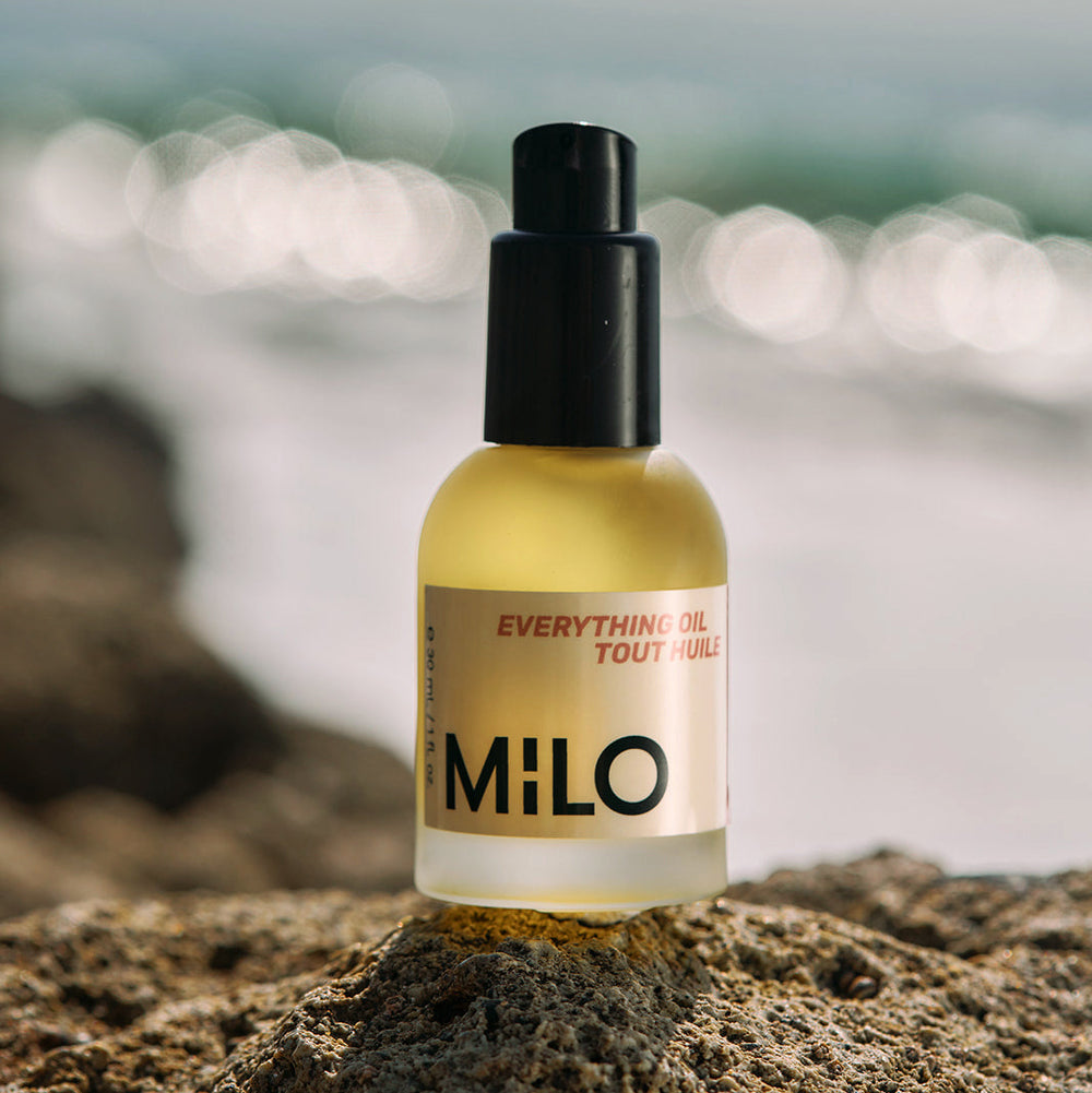 MILO Everything Oil in matte cream bottle - one oil that replaces ten products